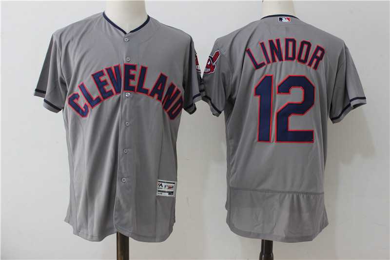 Cleveland Indians #12 Francisco Lindor Gray Flexbase Jersey,We sell and wholesale Cleveland Indians #12 Francisco Lindor Gray Flexbase Jersey on line form chian!